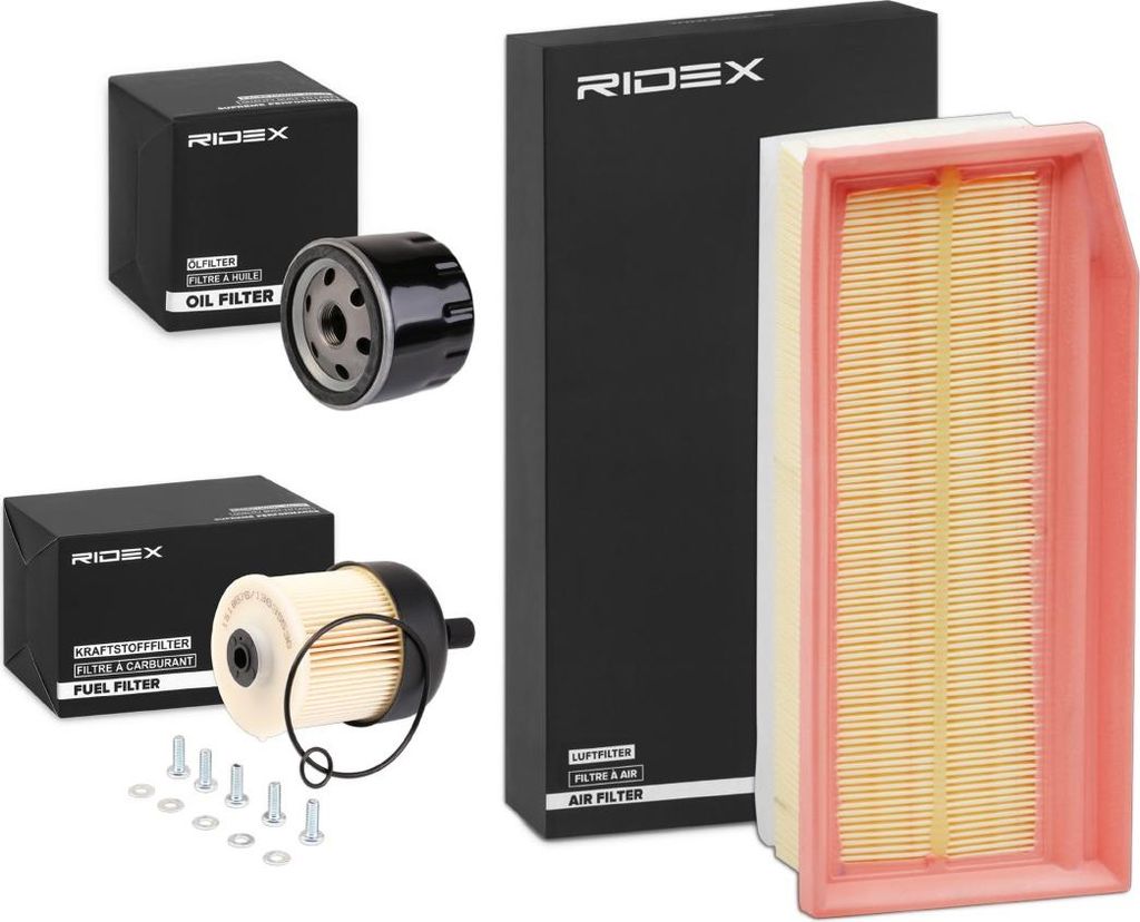 RIDEX Filterset Inspektionspaket Filtersatz für RENAULT Clio IV Schrägheck (BH) GRAND SCÉNIC III (JZ0/1) Captur (J5, H5) Duster (HS) für DACIA ...