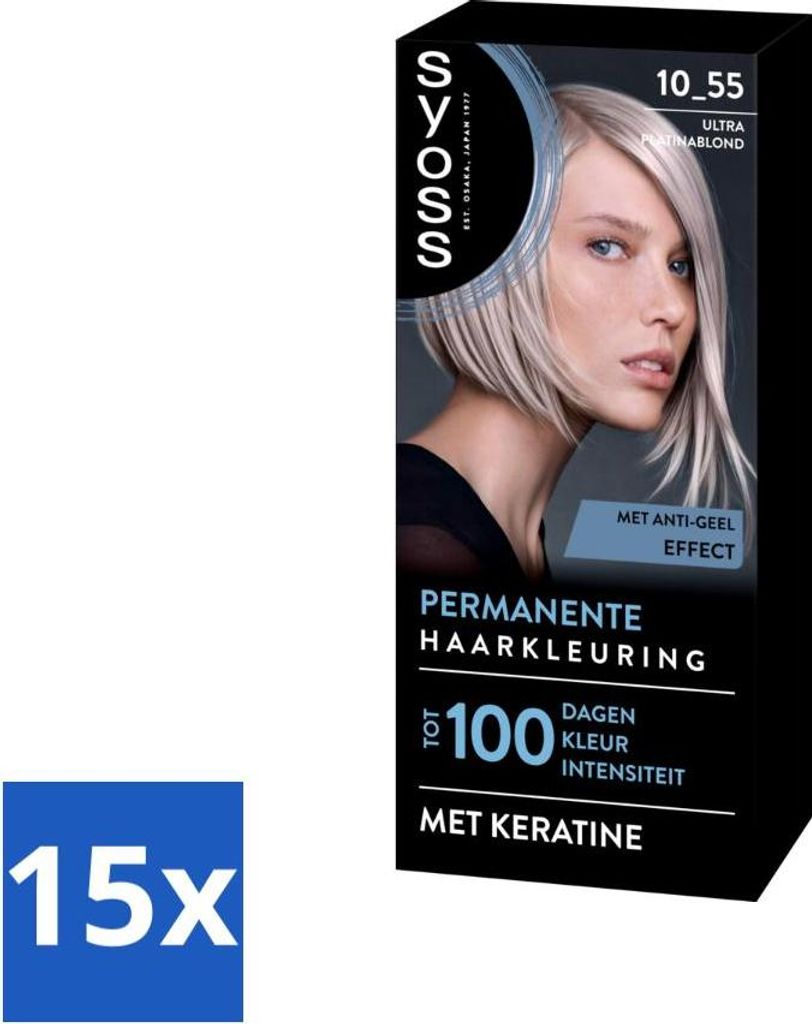 SYOSS – Permanente Coloration 10-55 – Haarfärbemittel – Permanente Haarfärbung – Ultra Platinblond – Grauabdeckung - Vorteilspack - 15 ...