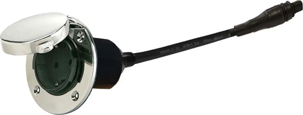 Prise inox Vetus IP56 16A argent, robuste et résistante à la corrosion