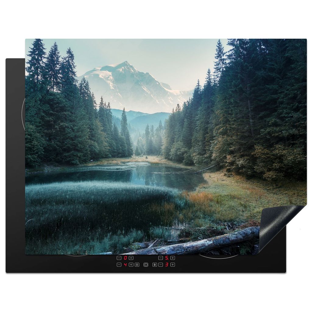 KitchenYeah Herdabdeckplatte Wald - Gras - Berge - Bäume - Natur , 77x59cm, Küche Deko, Glaskeramikkochfeld Herdabdeckung, Abdeckplatte fùr Ko...