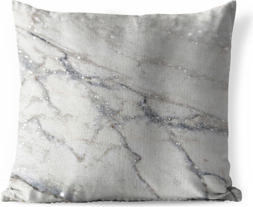 MuchoWow Outdoor Kissen - Marmor - Weiß - Grau - 45x45 cm - Wetterfest - Lounge Kissen - Fotokissen - Dekoratives Kissen