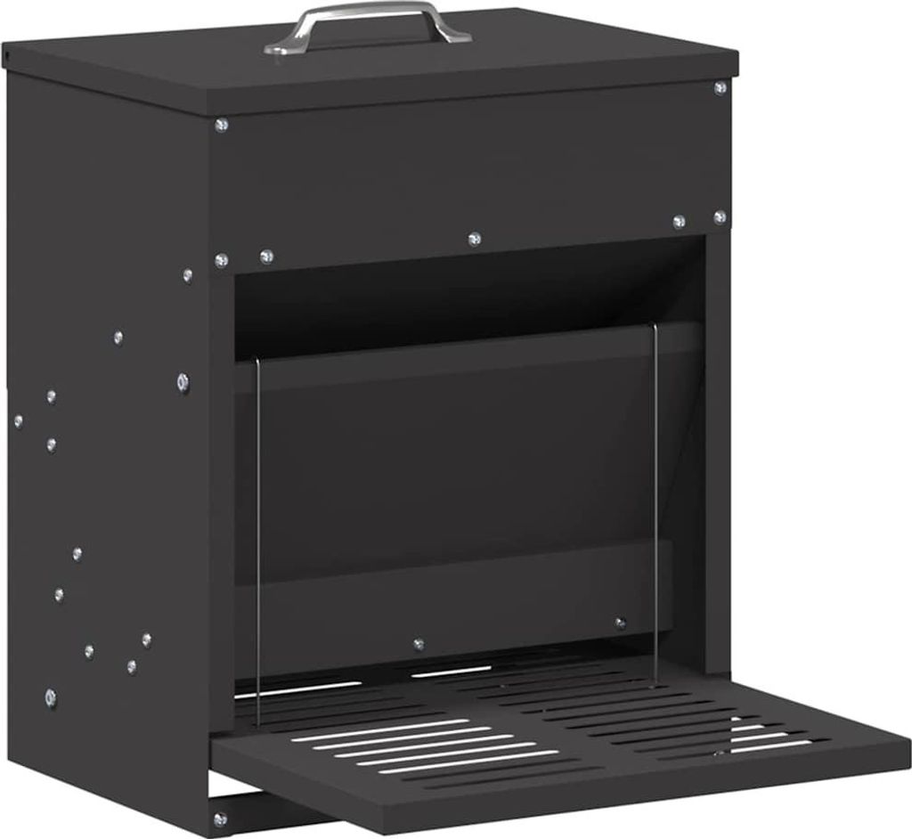 Hühnertretfeeder Schwarz 33 x 42 x 40 cm Kaltgewalzter Stahl