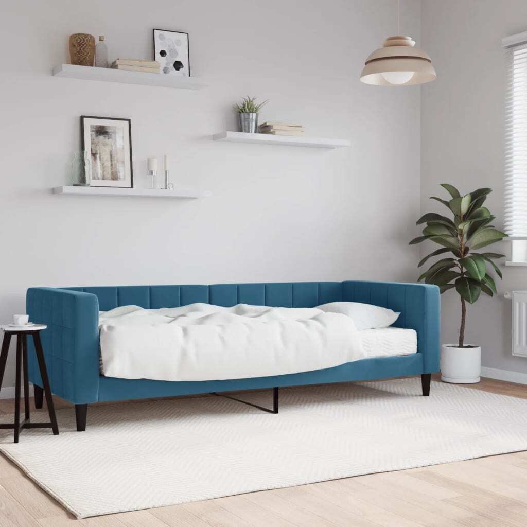 "2026 Promotion" Tagesbett mit Matratze - Blau 80x200 cm - Samt - Polsterbett CC10366