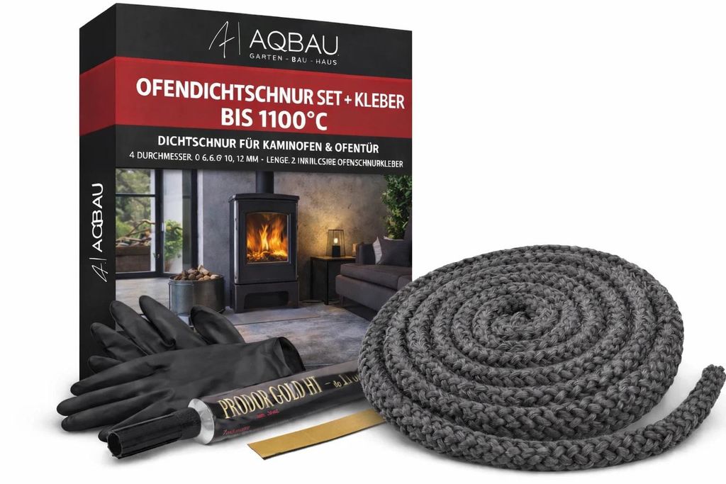 Aqbau® Ofendichtschnur Set mit Kleber bis 1100°C Kamin Produktbild 