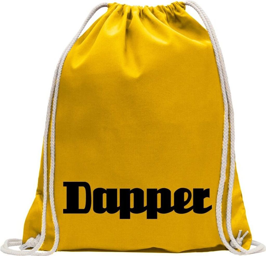 Kiwistar - Turnbeutel - gelb - Dapper Design 2 - Fun Rucksack Sport Beutel Gymsack Baumwolle mit Ziehgurt