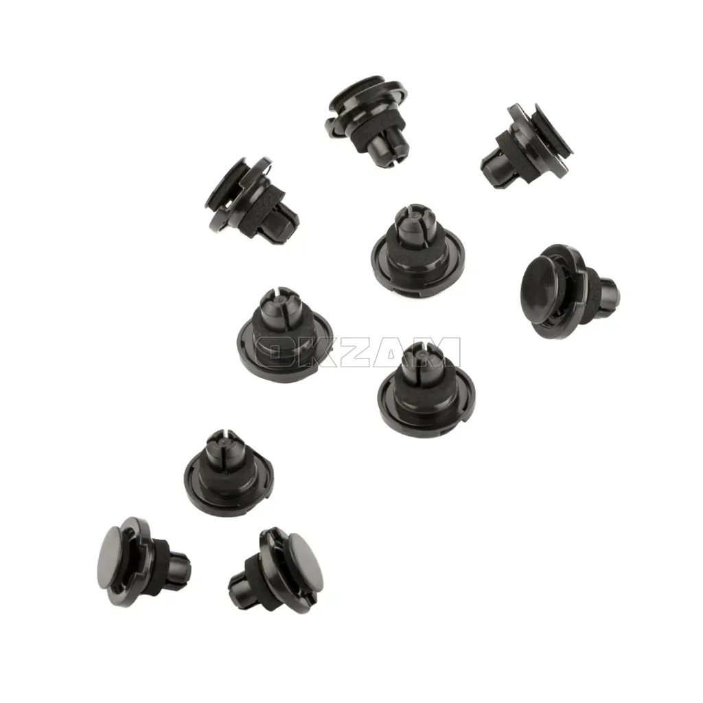 Genuine Subaru OEM Engine Cover & Fender Clip Set - 10x Push-Type Retainers, Part #909140007, Black