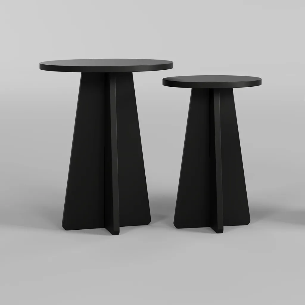 Table Basse de Canapé Noire Mushroom 2 Idéale pour Petits Espaces 50cm