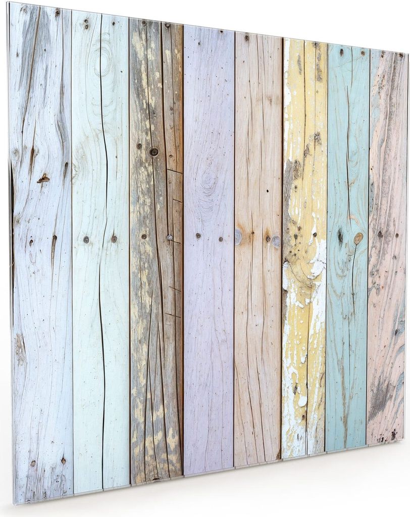 Küchenrückwand Spritzschutz Glas mit Motiv Bunte Holzplanken 40 x 40 cm