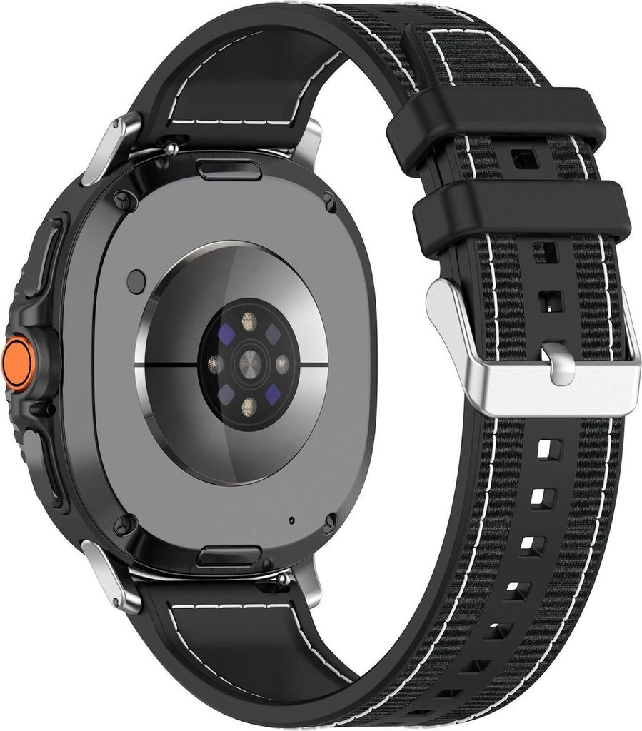 Für Samsung Galaxy Watch 8 / 8 Classic xDfind Hybrid Nylon Geflochtenes Silikon Armband Schwarz