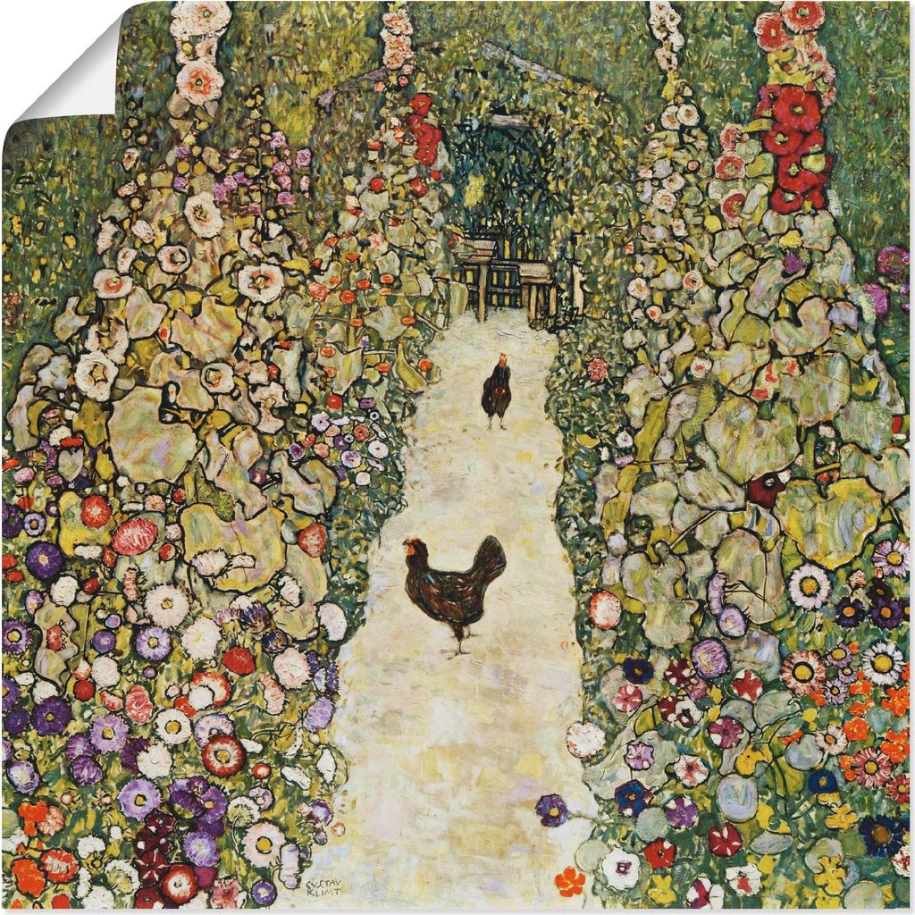ARTland Poster Gartenweg mit Hühnern Größe: 40x40 cm Produktbild 
