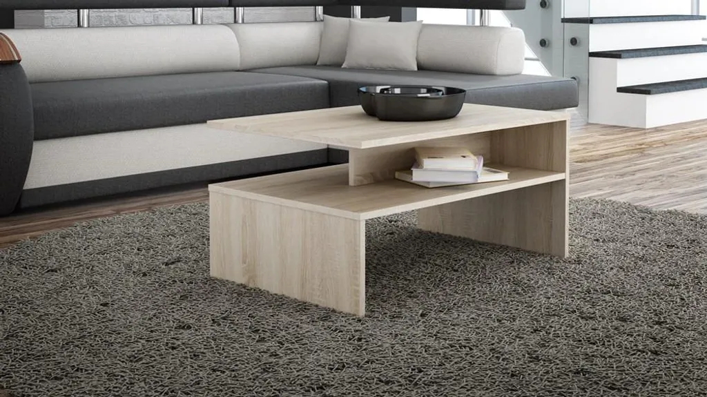Table basse GUIREN chêne sonoma : meuble stable et facile à entretenir