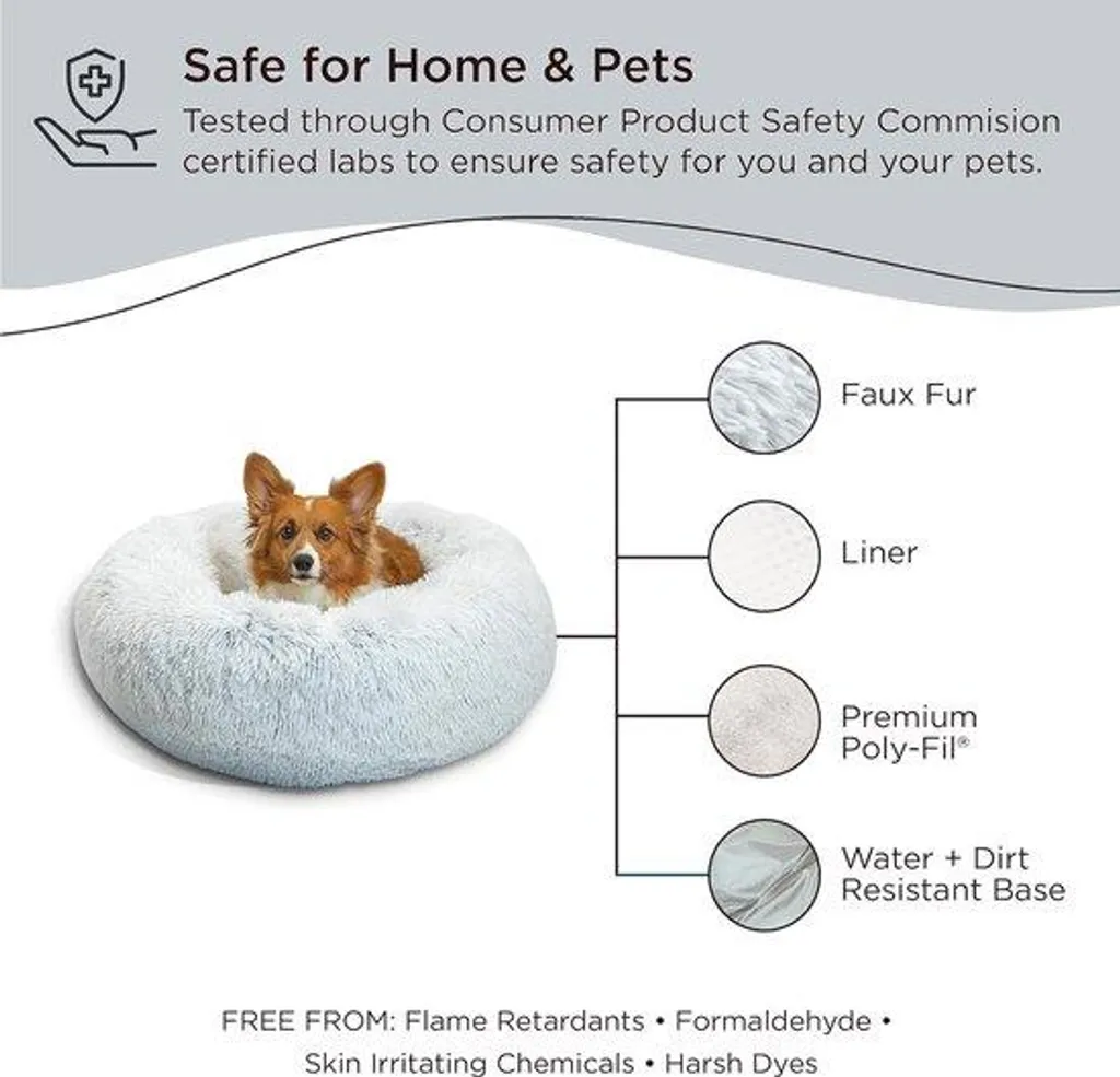 Panier rond déstressant pour animaux, lit douillet blanc cassé 76 cm