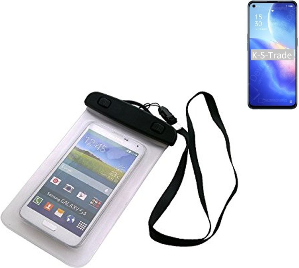 K-S-Trade Schutz Hülle Handy Hülle Kompatibel mit Oppo Reno5 K 5G Beach Bag wasserdicht 16cm x 10cm Schutzhülle Staub Sand Flachwasser Beachbag