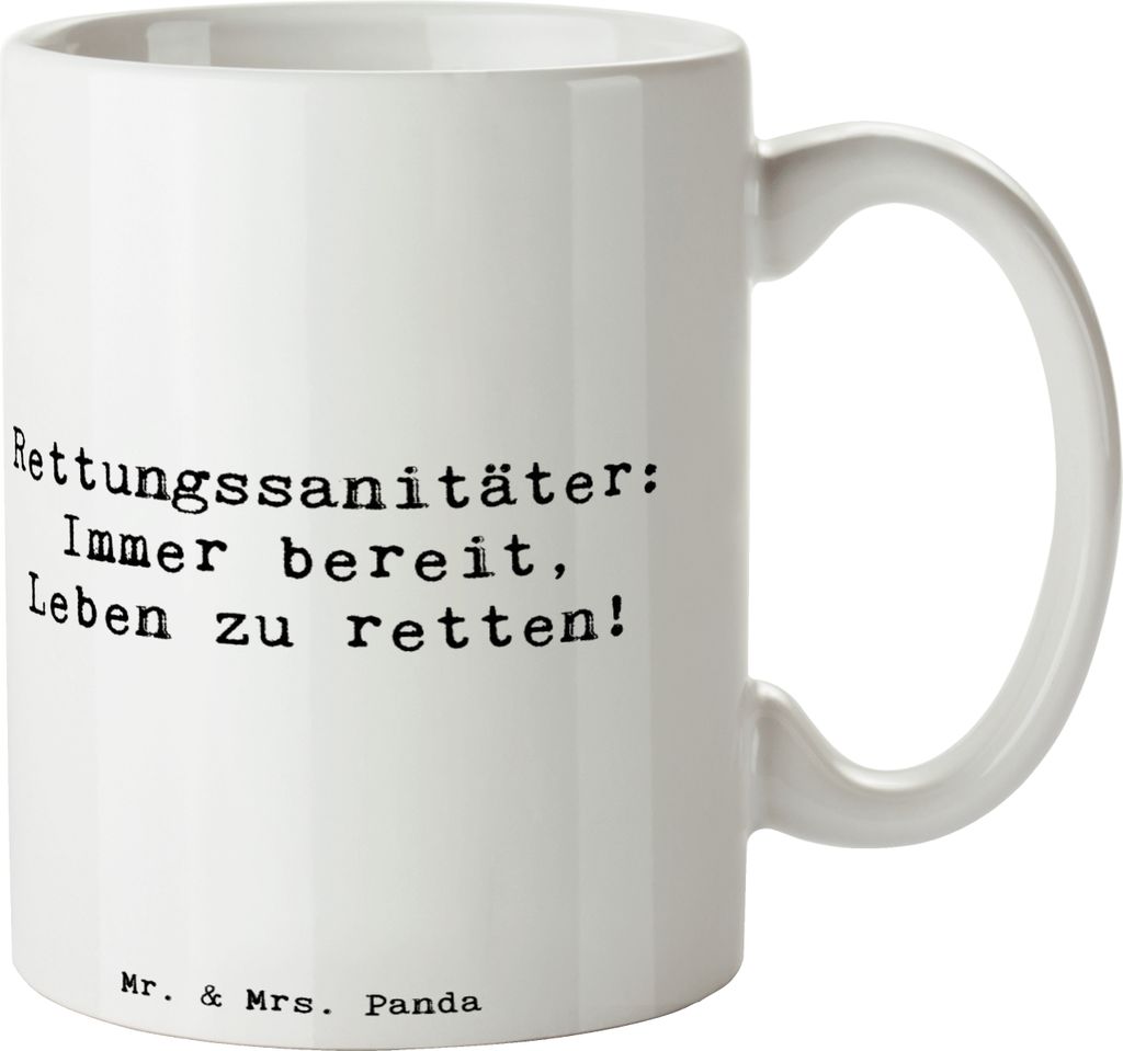 Mr. & Mrs. Panda Keramiktasse Spruch Rettungssanitäter Held - Weiß - Geschenk, cappuccinotasse, schnell reagieren, Trinkbecher, Mitgefühl, Kaffe...