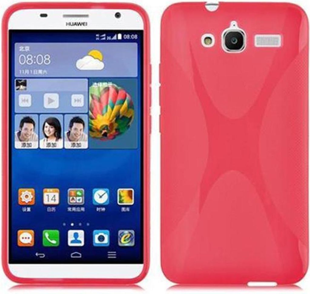 Cadorabo Handyhülle für Huawei ASCEND GX1 in Rot Hülle Schutzhülle TPU Silikon Backcover Case