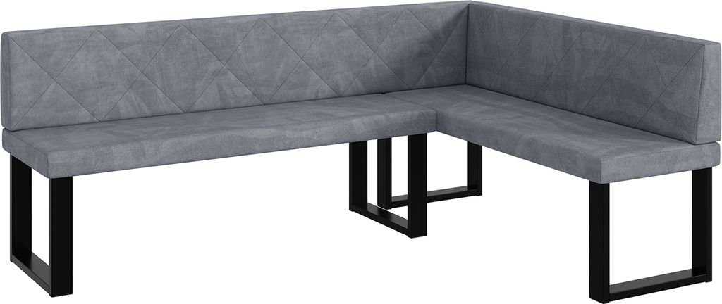 MEBLINI Eckbank für Esszimmer - Küchenbank - Essecke - Sitzecke Küche - ERIC - U-Beine 142x196x87cm Rechts - Grau Samt