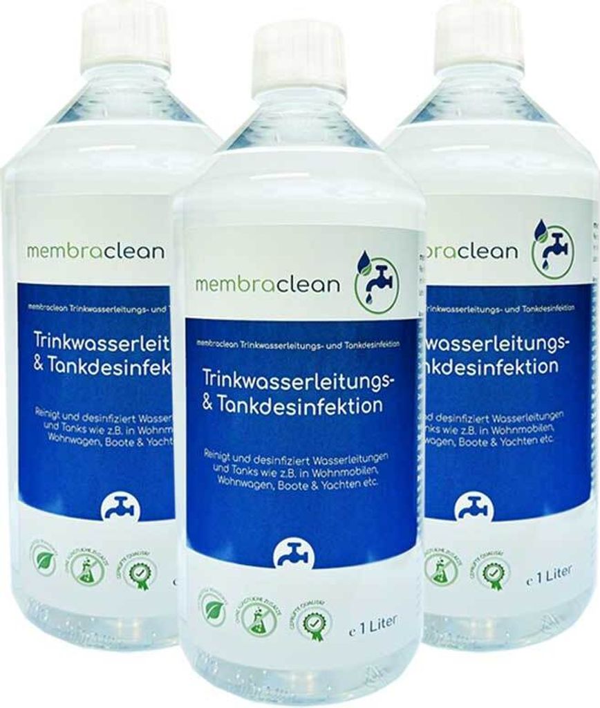 3x 1 Liter membraclean Trinkwasserleitungs- und Tankdesinfektion