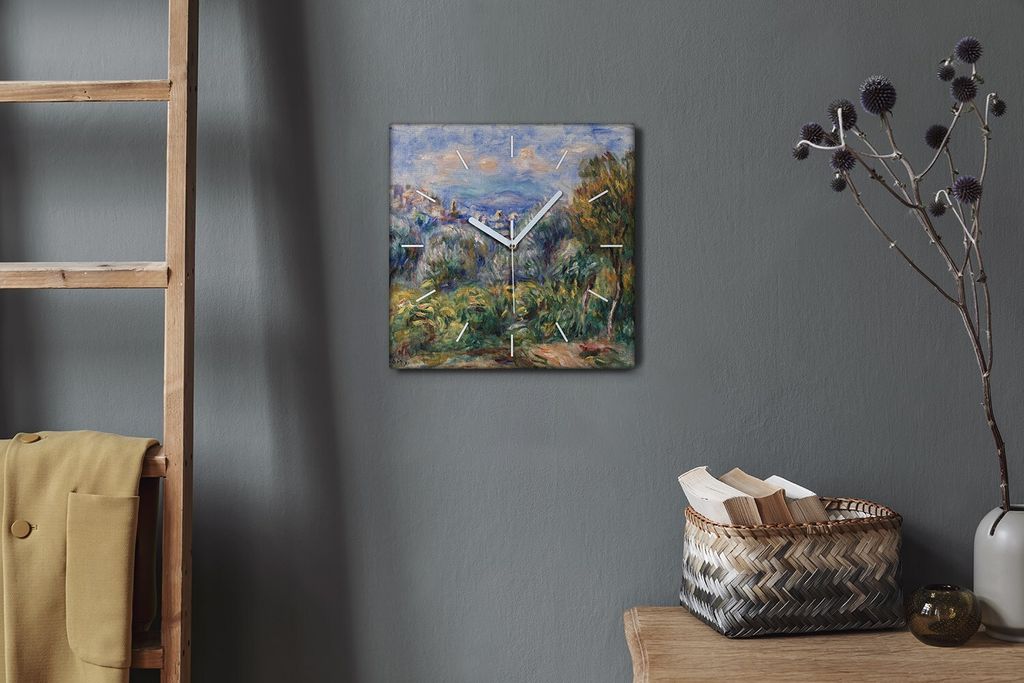 Coloray Hodiny Unikátní 30x30 cm Tiché hodiny Pro obývací pokoj a kuchyň Nástěnné hodiny Plátno Bílé ručičky hodin - Forest City Heaven