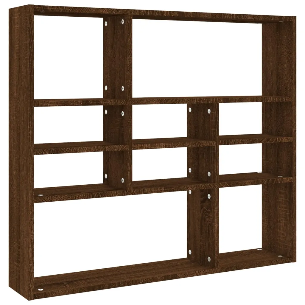 Étagère Murale 90x78 cm Chêne Marron - Structure Bois Composite Robuste - 3