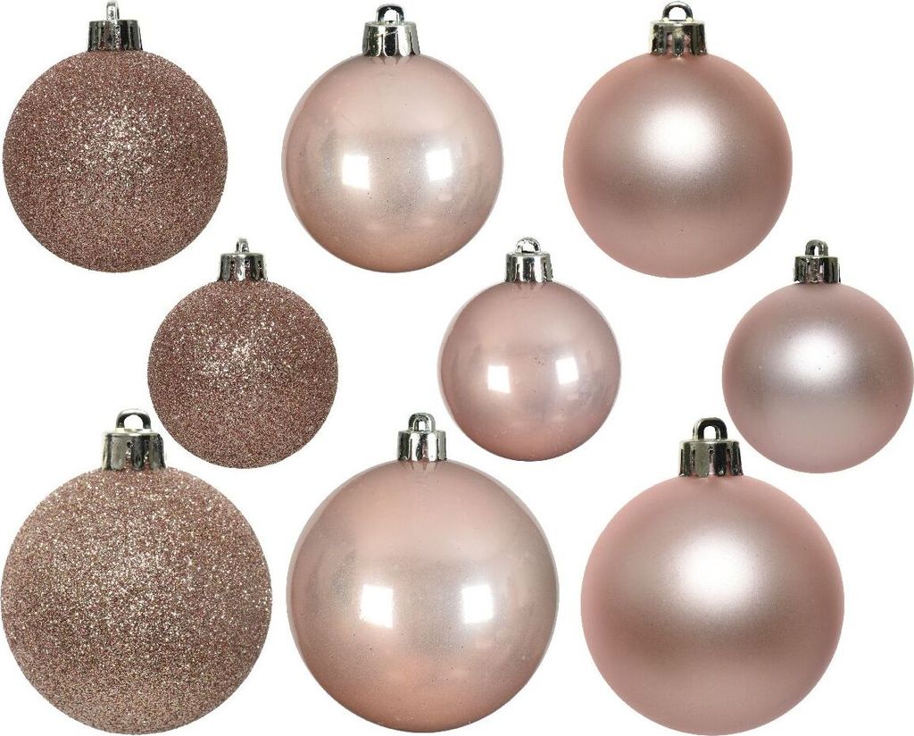 Boules de Noël Mix plastique 4-6cm Set de 30 - Rose Image du produit 