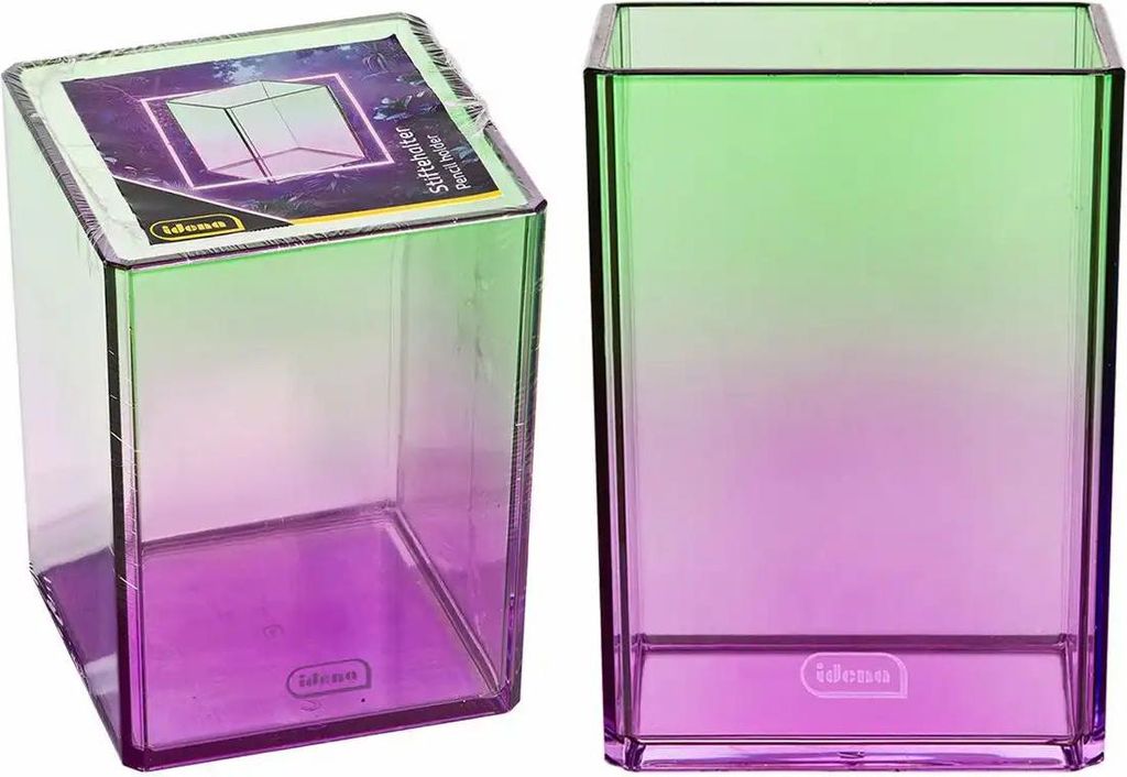 Idena Stiftehalter Bicolor Acryl pink/grün 75x75x101mm