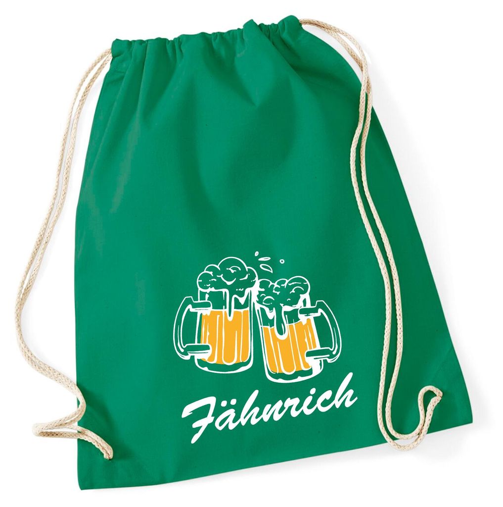 Huuraa Turnbeutel Fähnrich Schützenfest 12 Liter Kelly Green Baumwolle Rucksack Geschenkidee