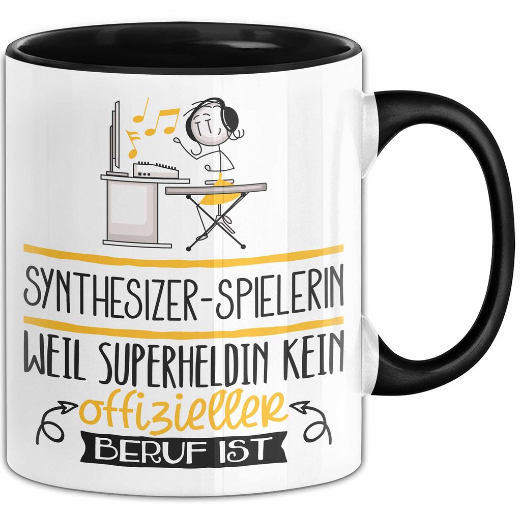 Synthesizer-Spielerin Geschenk Tasse Lustiger Spruch Synthesizer-Spielerin Weil Superheldin Kein Offizieller Beruf Ist Geschenkidee (Schwarz)