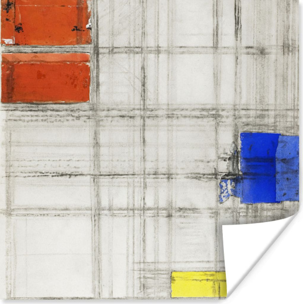 MuchoWow Poster Studie für eine Komposition - Piet Mondrian 100x100 cm - Babyzimmer