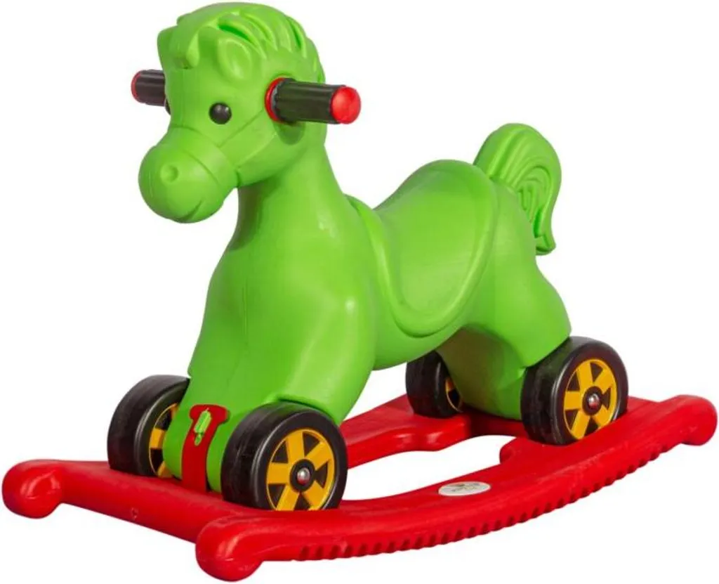 Cheval à bascule vert pour enfant de 1 à 3 ans - Jouet en bois