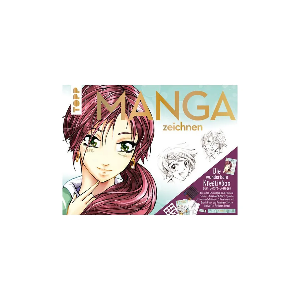 Matériel dessin manga avec guide pas à pas mallette créative TOPP