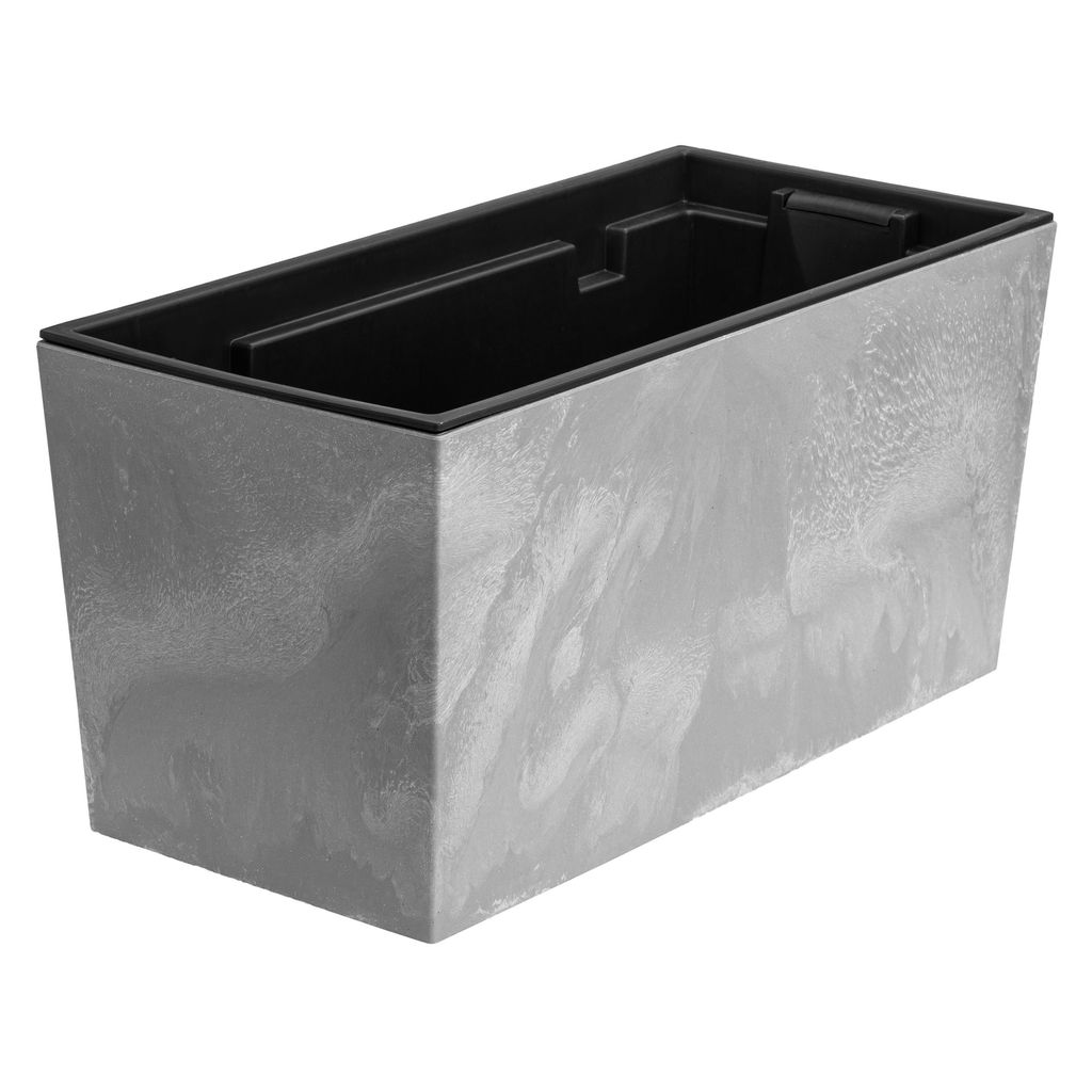 Blumenkasten mit praktischem Einsatz Blumentopf Länge: 39,5 cm Balkonkasten auf Kunststoff Betonoptik Beton Struktur Beton Farbe Innen / Außenber...