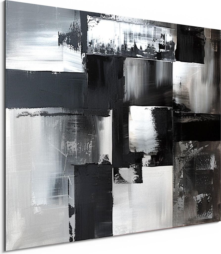 DEQORI Alu-Dibond Bild Weiß 80x60 cm 'Struktur der Stille' Wandbild Metall dünn Design
