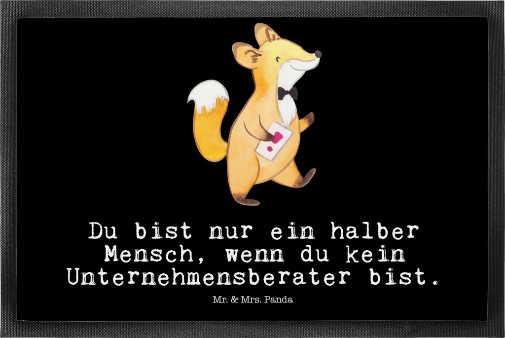 Mr. & Mrs. Panda fußmatte Unternehmensberater Herz 50 x 75 cm - Schwarz - Geschenk, Türvorleger, Schmutzmatte, Fußabstreifer, Gummi-Fußmatte, S...