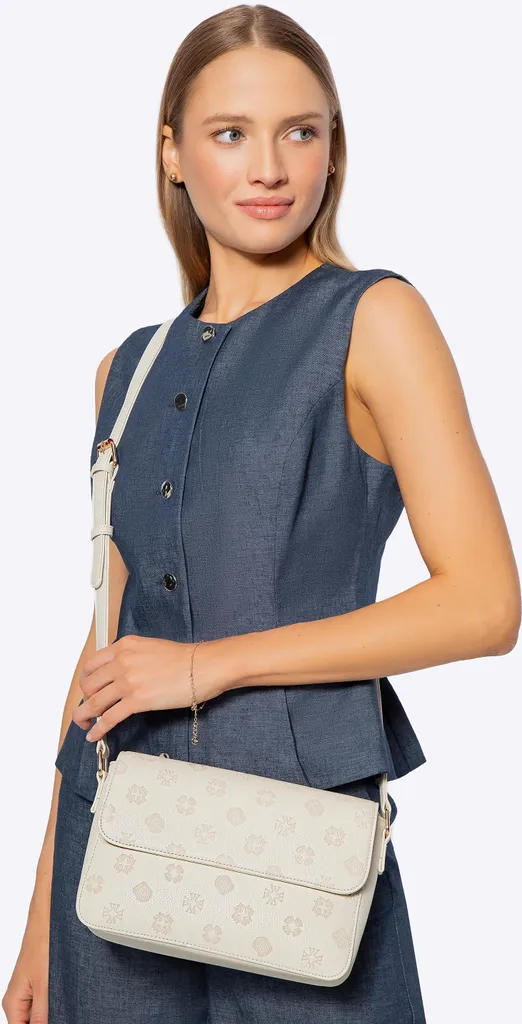 Petit sac besace femme en cuir synthétique crème pour un look urbain