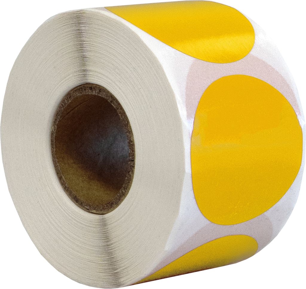 DULA Runde Etiketten - Gelb - 35mm - 500 Aufkleber auf Rolle - Siegel - Markierungspunkte - Leere runde Aufkleber auf Rolle