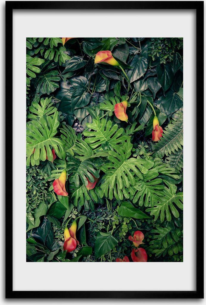 Bild - Bilderrahmen - 40 cm x 60 cm - MDF - Rahmen - Wandkunst - Tropische Pflanzen