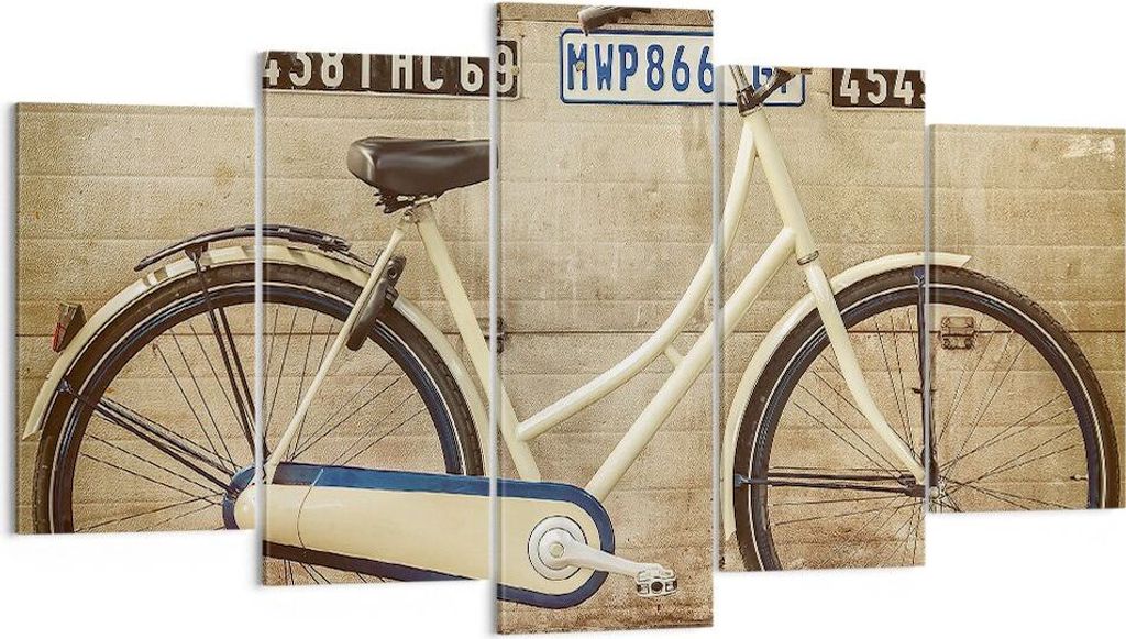 Bild auf Leinwand - Leinwandbild - Fahrrad Mauer Straße - 160x85cm - Wand Bild - Wanddeko - Leinwanddruck - Bilder - Kunstdruck - Wanddekoration -...