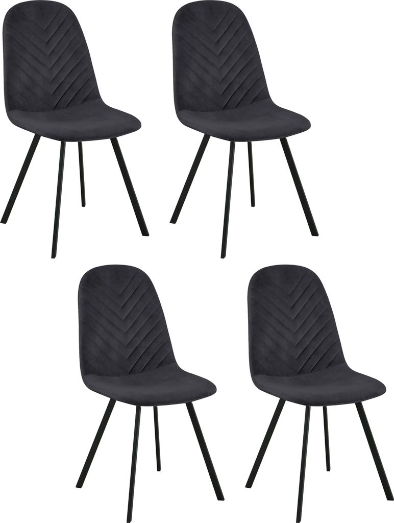 CasaDolce Esszimmerstuhl COLUMBIAD, 4er-Set, anthrazit, 45x55x89 cm, gepolstert, Ziernähte, Metallbeine, 120 kg max. Belastung