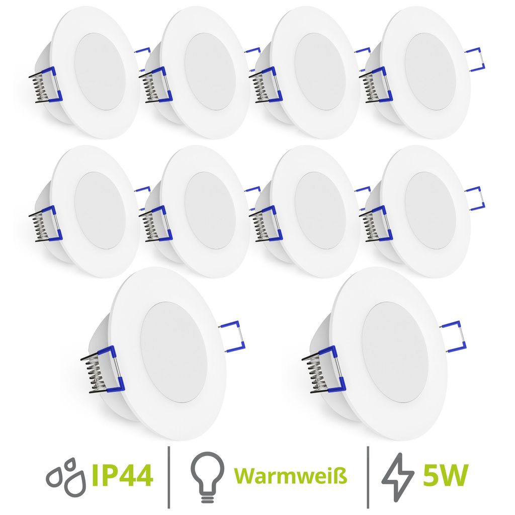 1-10er Set LED Feuchtraum Deckenspot Einbaustrahler Lampe IP44 230V extra flach 
