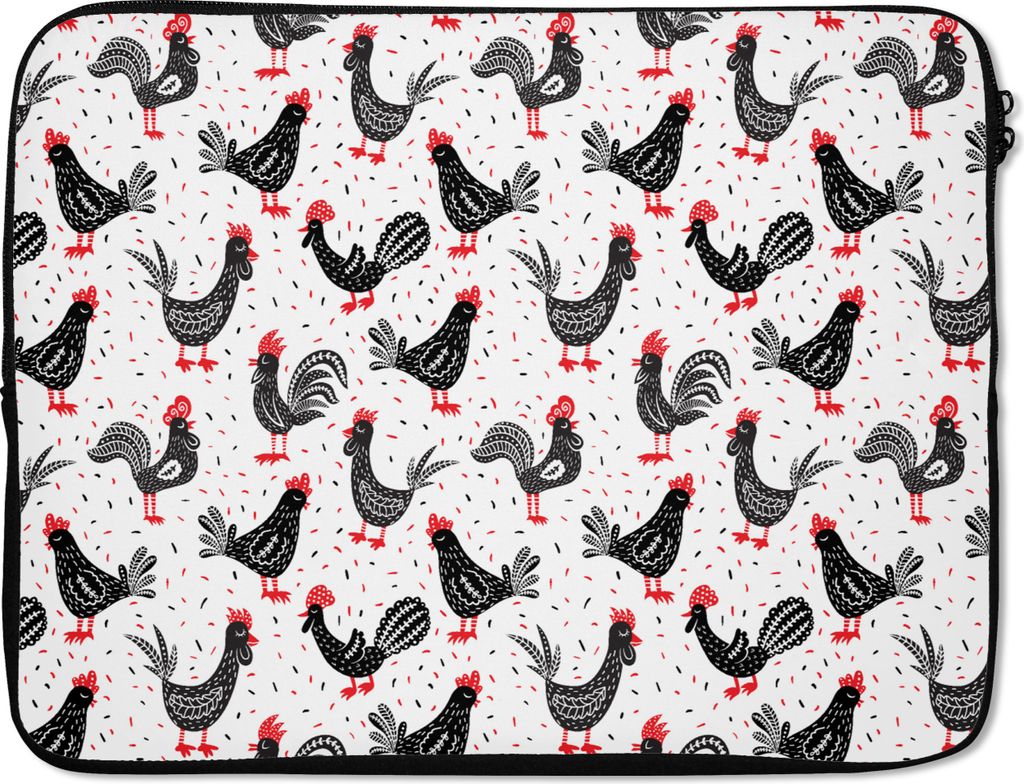 MuchoWow Laptop Hülle 17 Zoll Laptoptasche Muster - Huhn - Vogel - Zipper - Schutzabdeckung