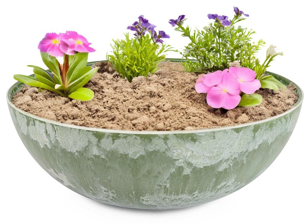 Jardinière pour l'extérieur Coupelle décorative ronde verte Image du produit 