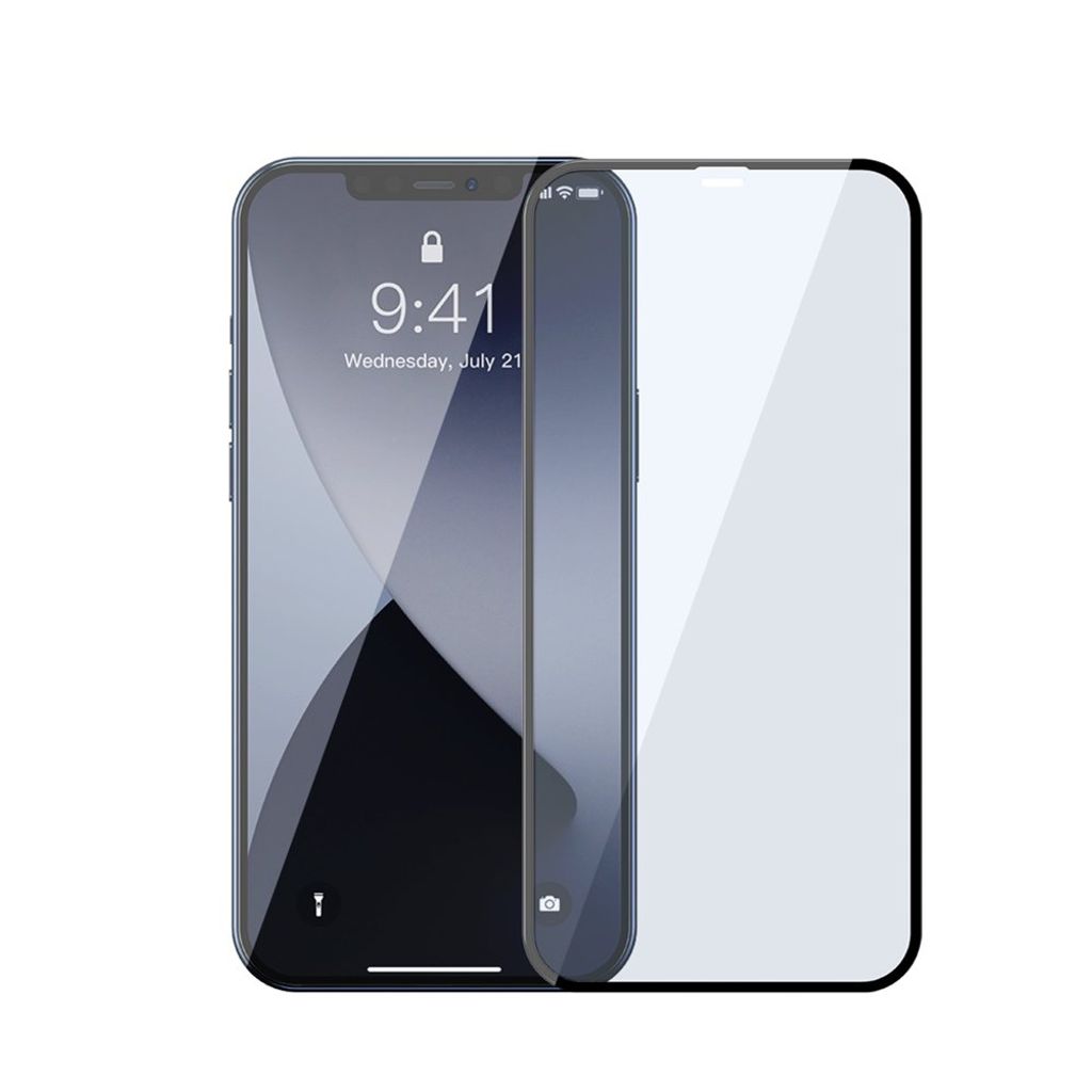 Basis 2x Schutzfolie sicheres Glas 0,3 mm Antiblau-Licht mit Rahmen für das gesamte iPhone 12 Mini Black Screen (SGAPIPH54N-KB01)