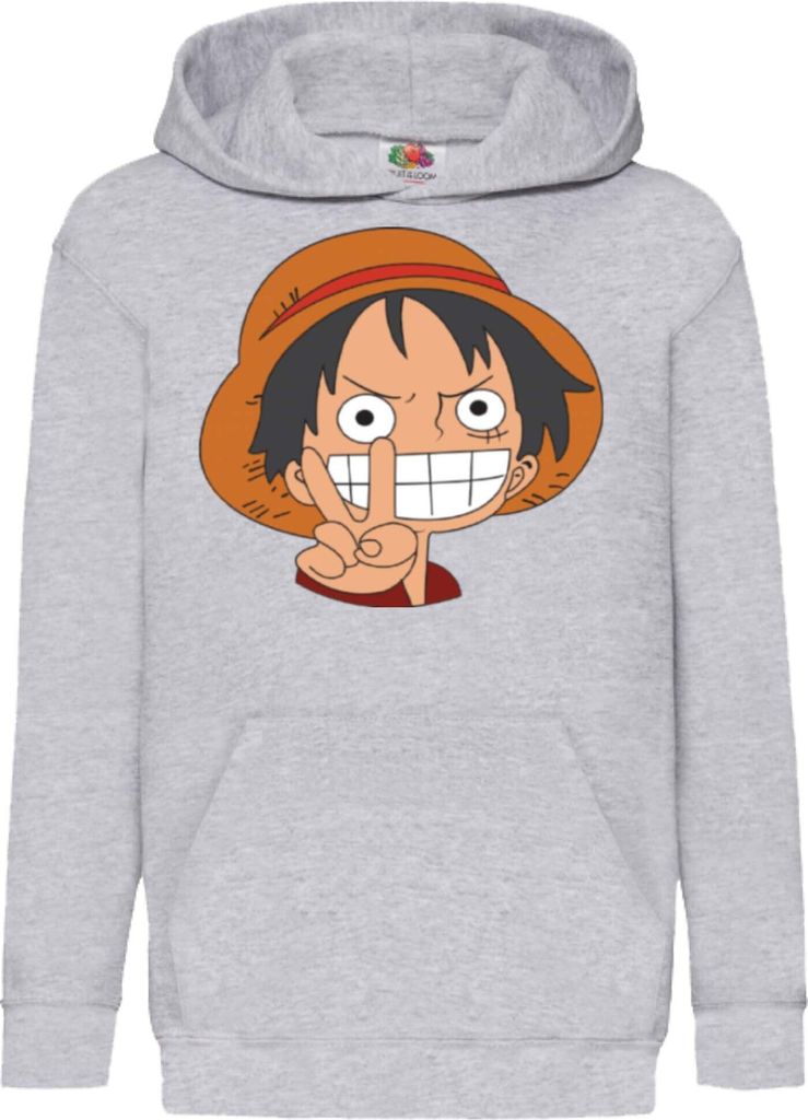 Kinder Kapuzenpullover One Manga Piece Anime 03, 12-13 Jahr - 152 / Grau