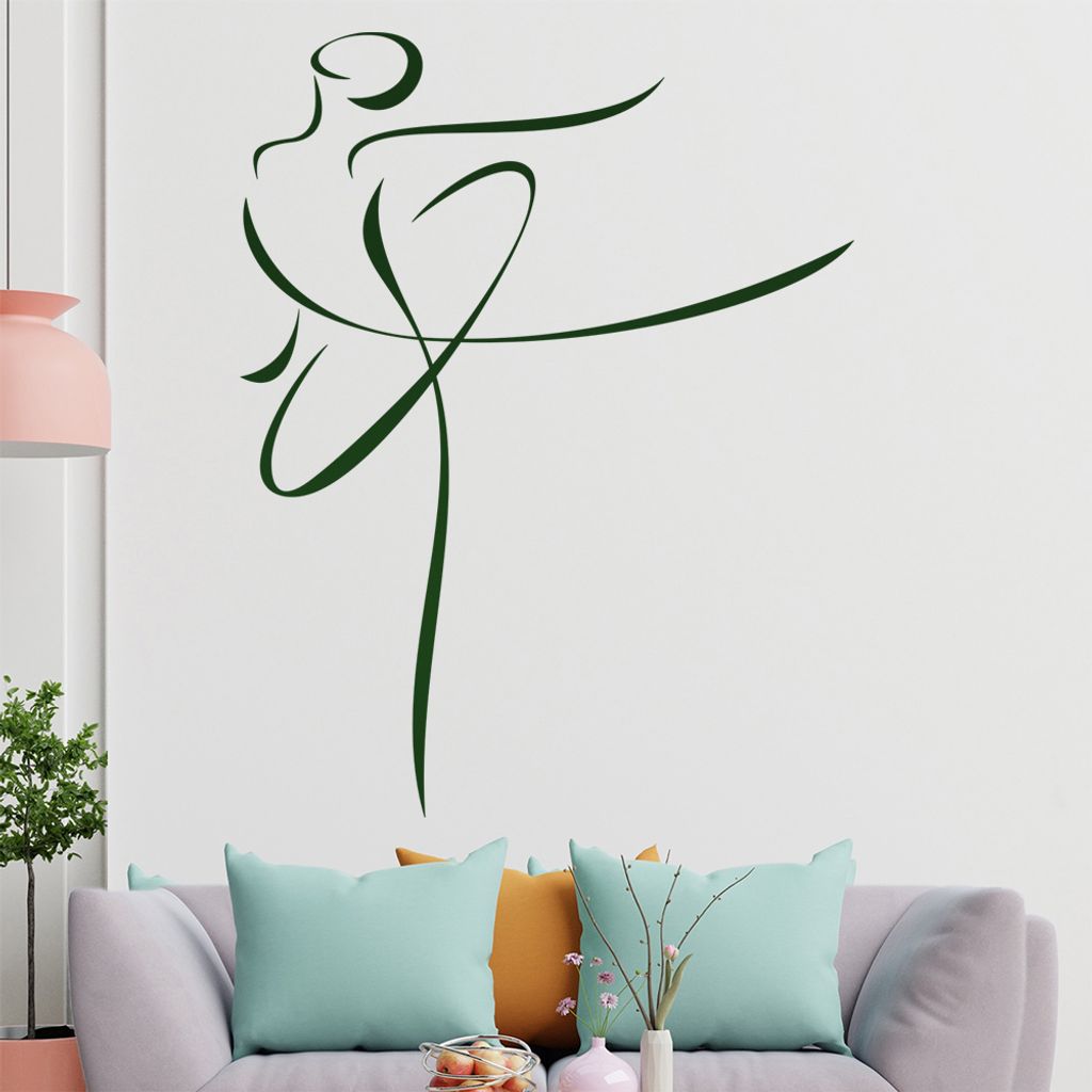 Balletttänzerin - Linien Wandtattoo in 6 Größen - Wandaufkleber Wall Sticker - Dekoration, Küche, Wohnzimmer, Schlafzimmer, Badezimmer