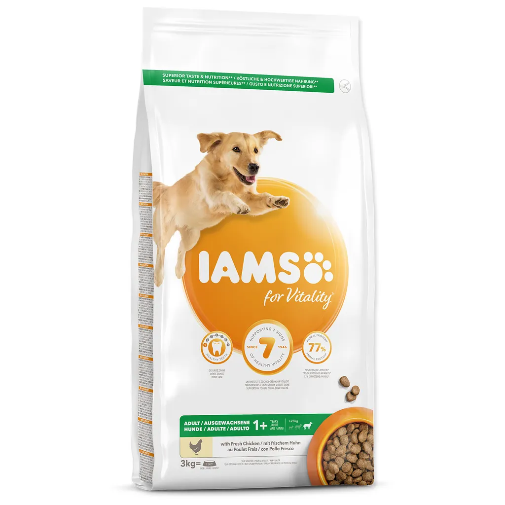 Cibo IAMS Pollo per Cani Grandi 3kg | Energia per Avventure all'Aperto