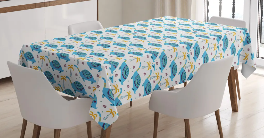 ABAKUHAUS Tovaglia Dinosauri 140x200 cm - Arredo Tavola Bambini Blu