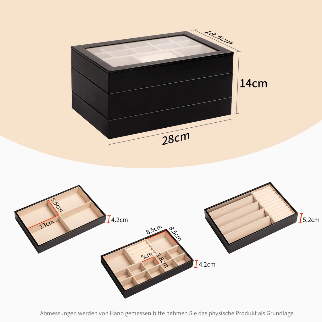 ADEL DREAM Plateau à bijoux empilable et modulable pour tiroir - 3 gris