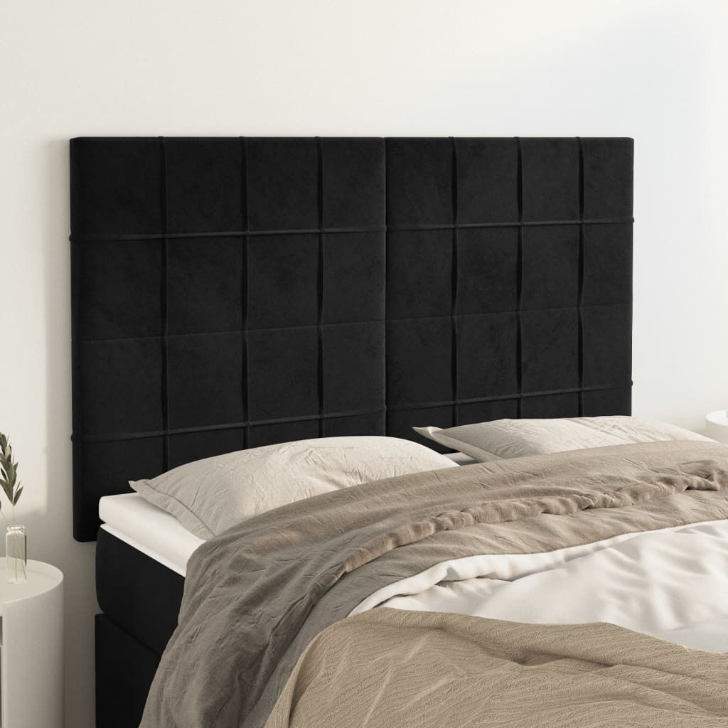 The Living Store Kopfteile 4 Stk. Schwarz 72x5x78/88 cm Samt