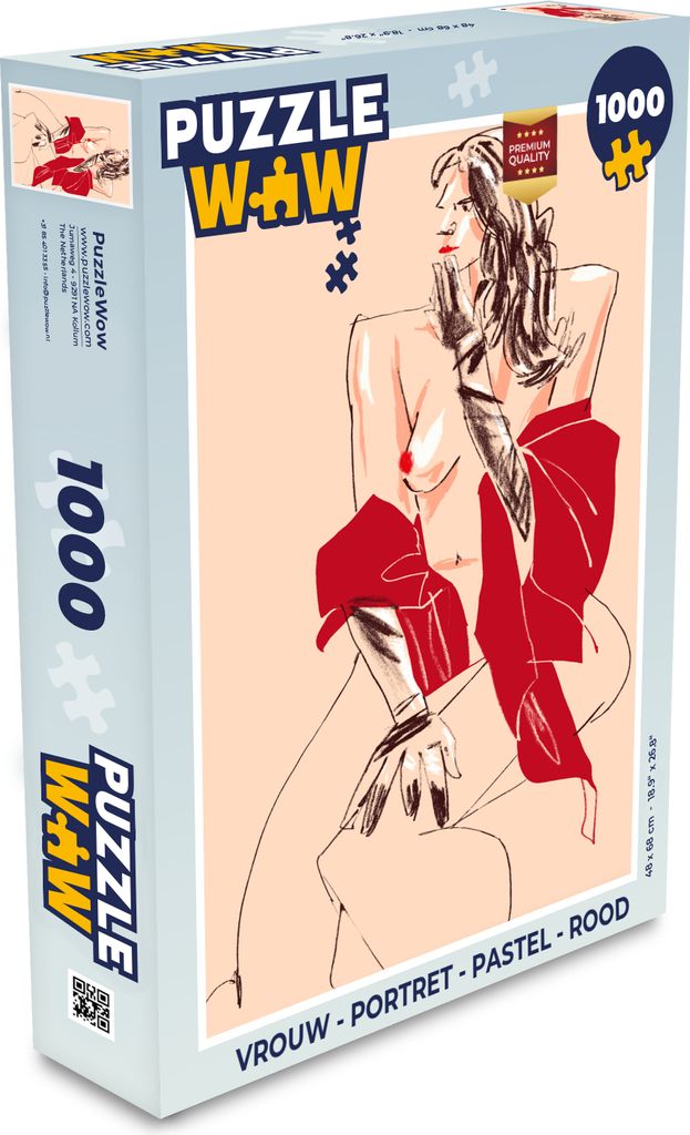 MuchoWow Puzzle 1000 Teile Frau - Porträt - Pastell - Rot - Spielzeug - Alt und Jung - Spiele - Puzzeln