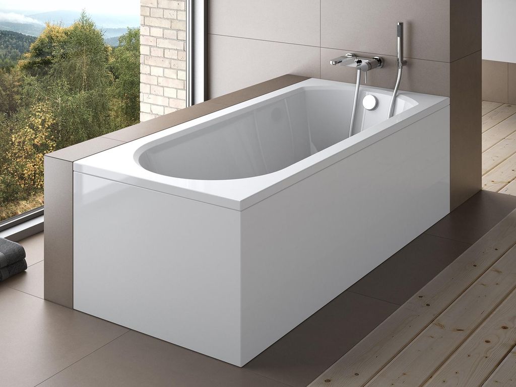 Badewanne INTRICA 160x75 mit Füßen , mit Siphon und Schürze